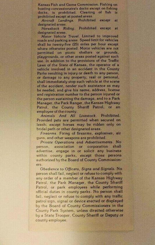 Vintage Linn County Park At La Cygne Lake Brochure