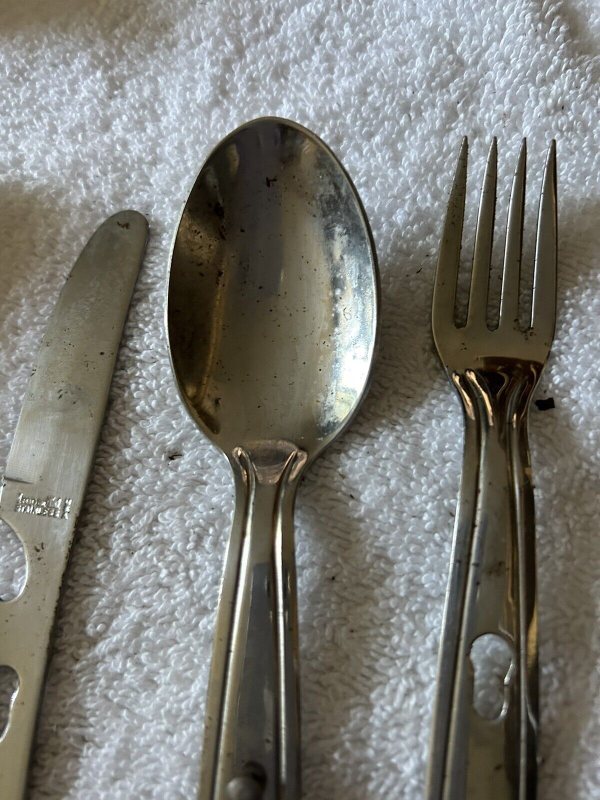 BOY SCOUT STERLING SILVER 3 PIECE FULL SIZE UTENSIL SET WITH CASE (7 INCH)