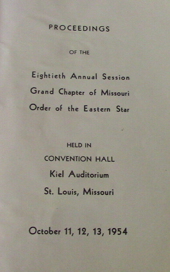 Grand Chapter of Missouri Order of The Eastern Star 1954