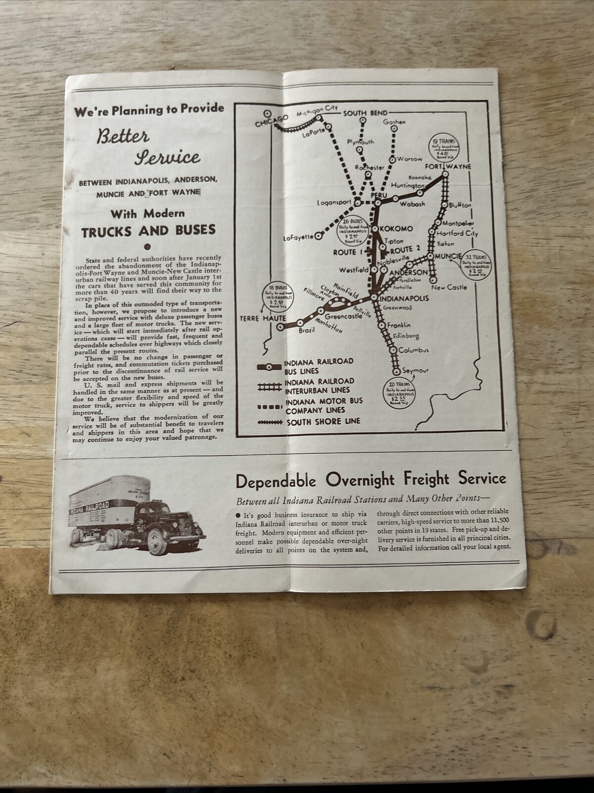 Indiana Railroad System Electric Train and Motor Coach Sep 29 1940