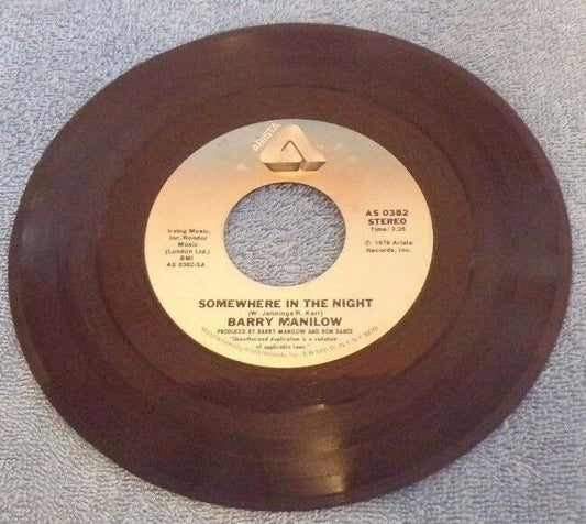 Barry Manilow Record 45 RPM-Leavin In The Morning/Somewhere In The Night