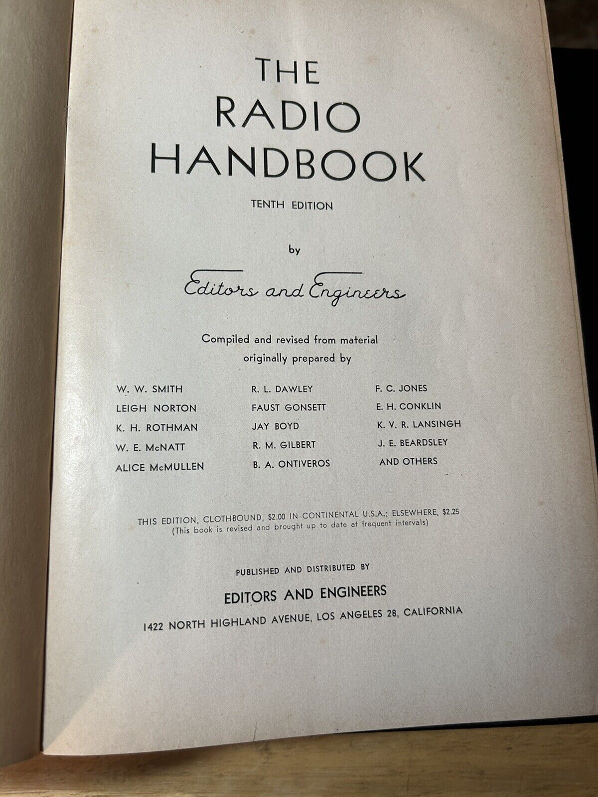 Hardcover: Radio Handbook, Tenth Edition, 1946