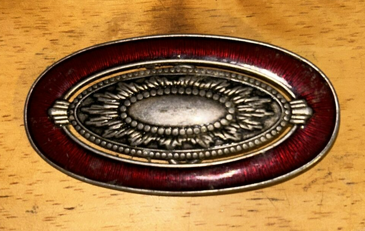 Beautiful Red Enamel Bordered Fashion Belt Buckle