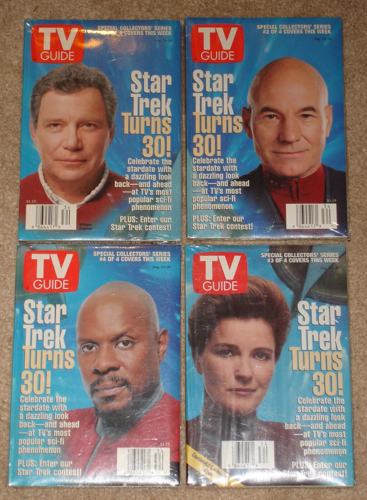'STAR TREK TURNS 30' Set of 4 TV GUIDE COVERS Aug 24-30 1996 Nr Mint/Mint Sealed