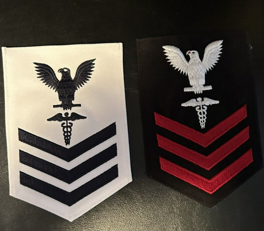 Hospitalman Rating Patches, Navy Blue/White Uniform 1st Class (Brand New)