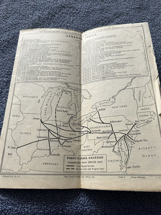 PENNSYLVANIA RAILROAD CONDENSED TIJE TABLES JULY 29, 1956