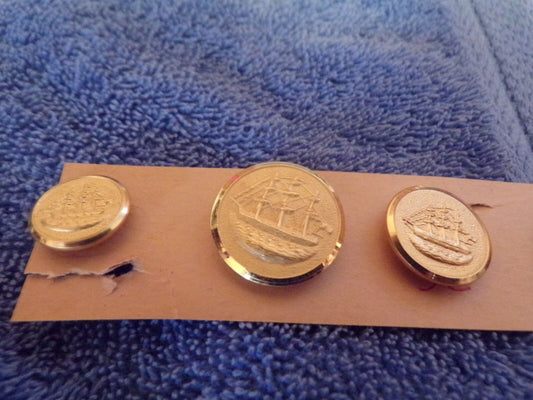 Seven 3-Masted Sailing Ship BUTTONS -- Various Sizes