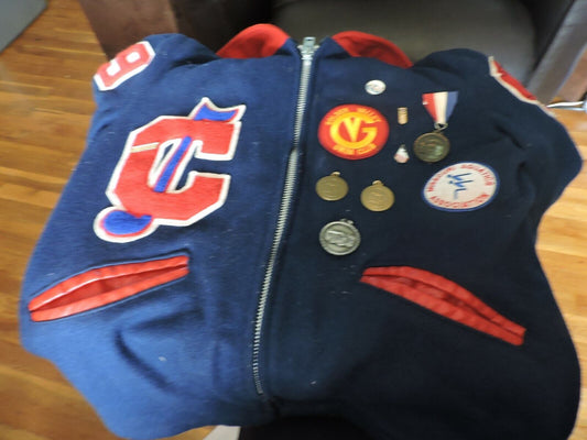 Clinton, MO.High School Letterman Jacket Size 18 (with Many Patches/Medals/Pins)