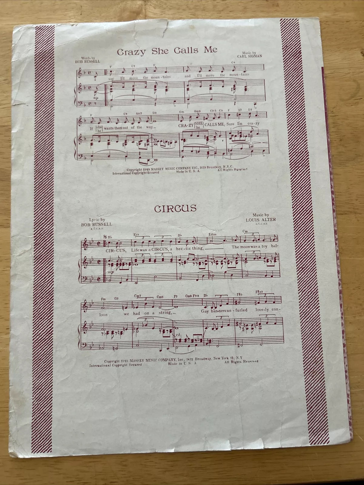 My Heart Cries For You Carl Sigman Sheet Music 1950