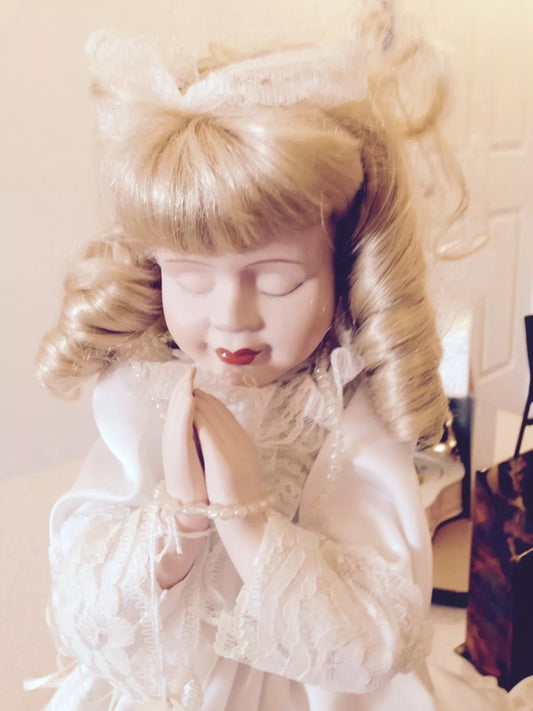 PRAYING DOLL - PORCELAIN FACE, ARMS AND HANDS
