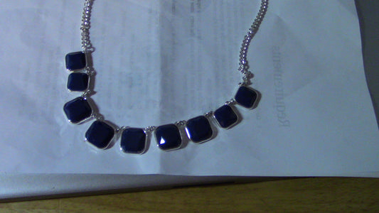 Beautiful Necklace: Blue Stones inlaid into Silver Necklace (20