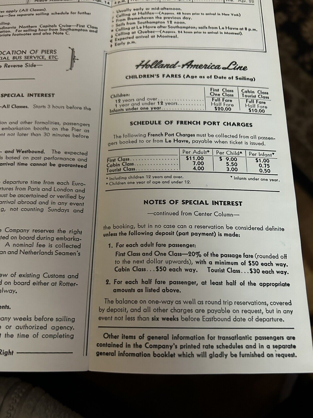 VINTAGE: HOLLAND-AMERICAN LINE 1958 SAILINGS, IRELAND, ENGLAND, FRANCE, HOLLAND