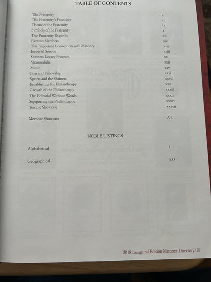 2018 Inaugural Edition Shriners International! Large Hardback Book!
