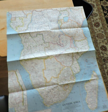 NATIONAL GEORGRAPHIC MAP OF SOUTHERN AFRICA 1962