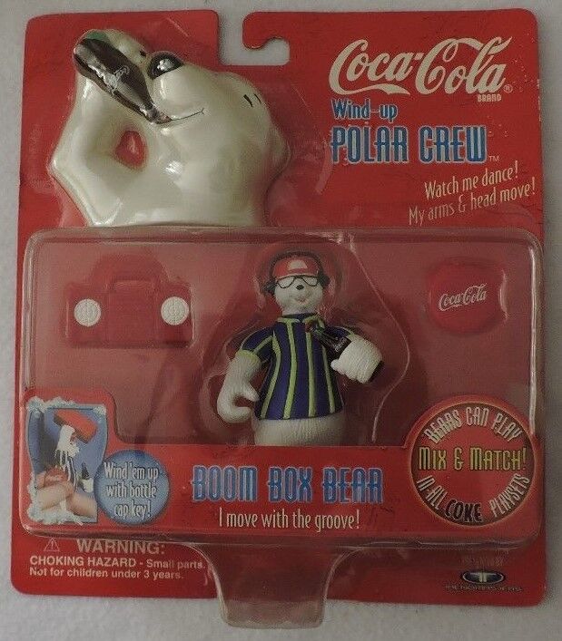 Vintage Coca-Cola Wind-up Polar Crew Boom Box Bear "Move with the Groove"