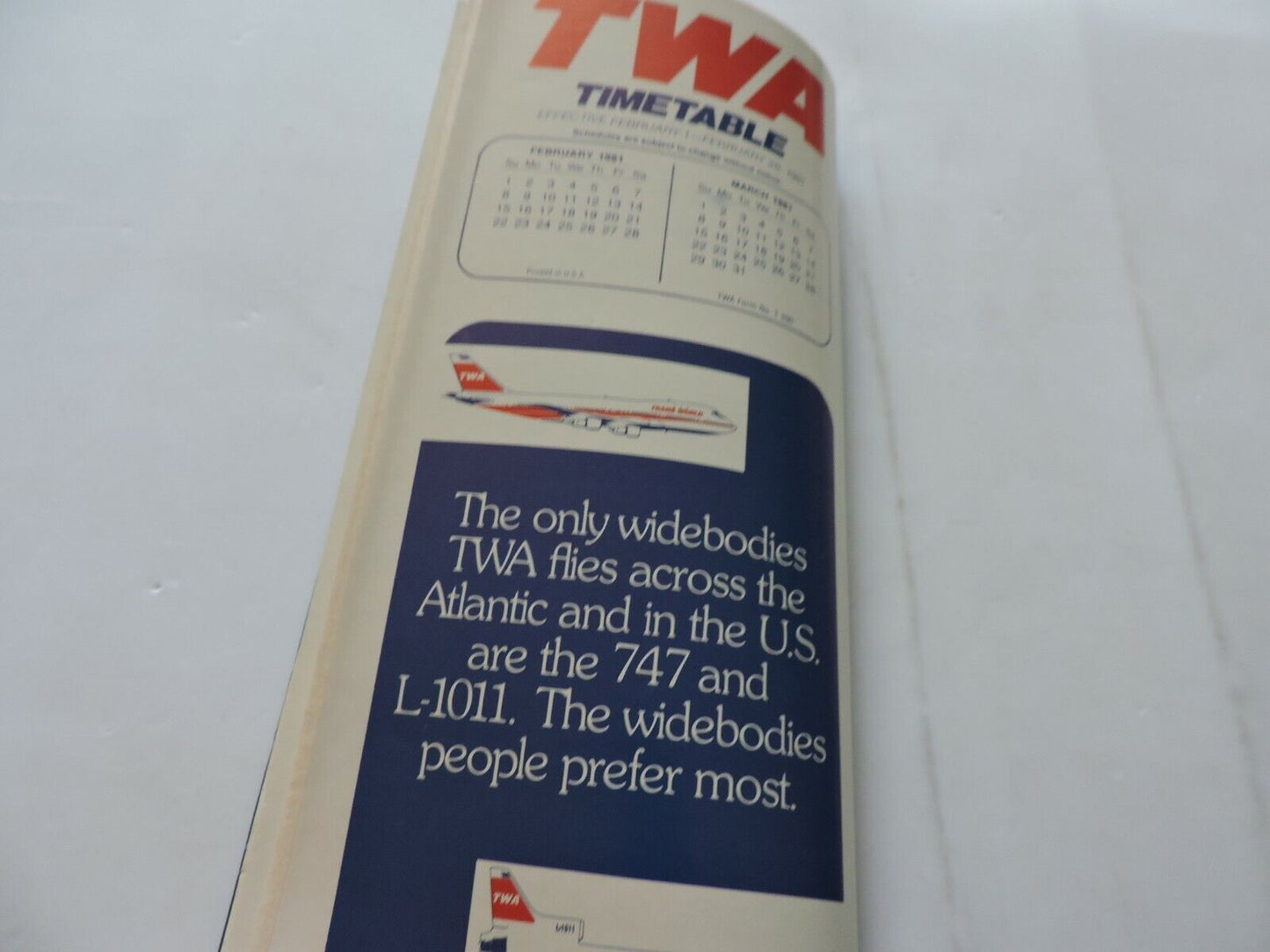 TWA  TIMETABLE   FEBRUARY 1-28, 1981