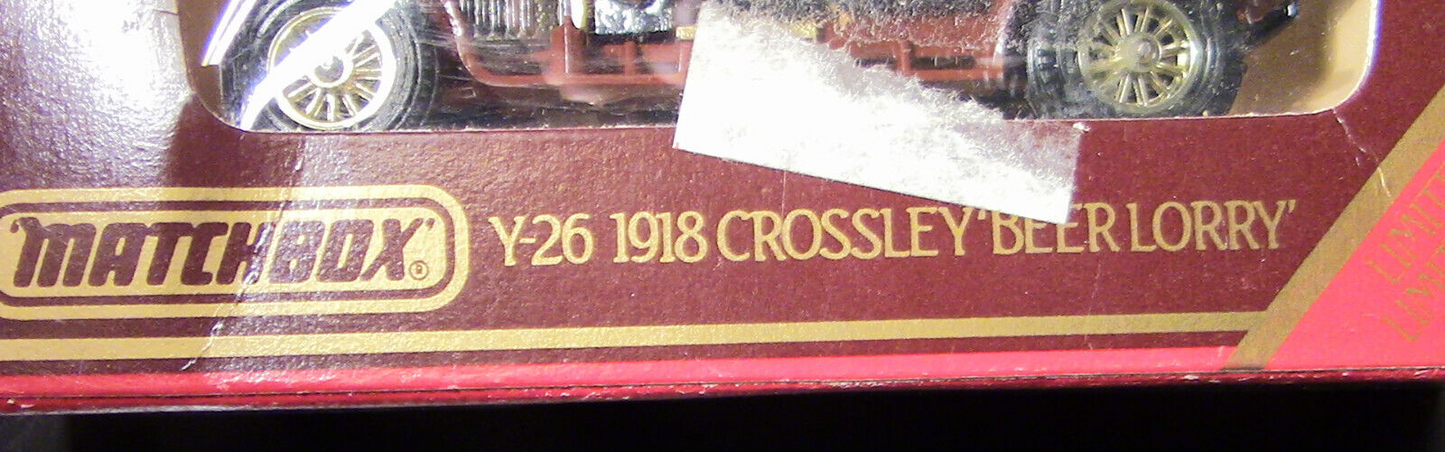 Matchbook Models of Yesterday 1918 Crossley Beer Lorry (Y26)