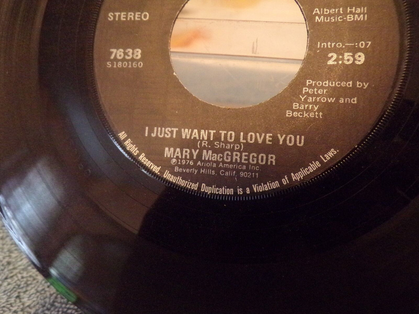 Record: "I just Want to Love You" / "Torn Between Two Lovers" by Mary MacGregor