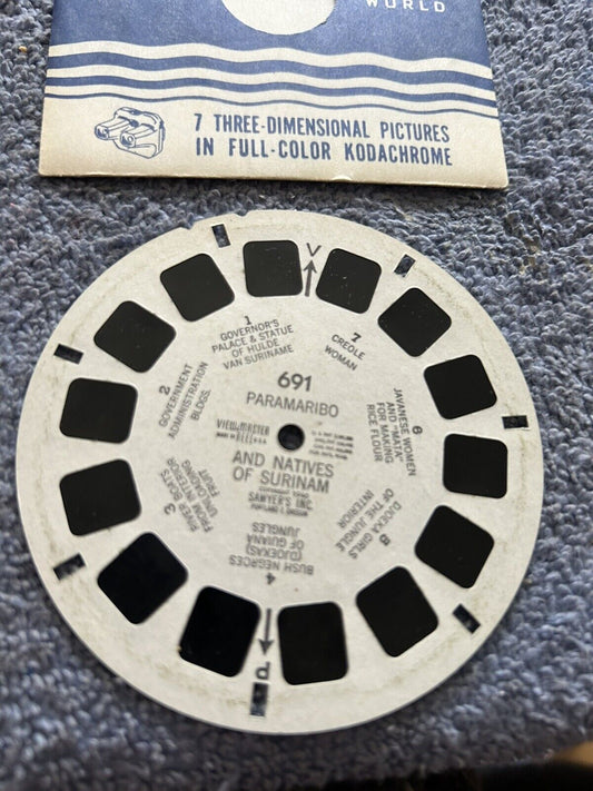 VIEW MASTER 3D REELS--PARAMARIBO & NATIVES OF SURNAM-ONE REEL--OPENED