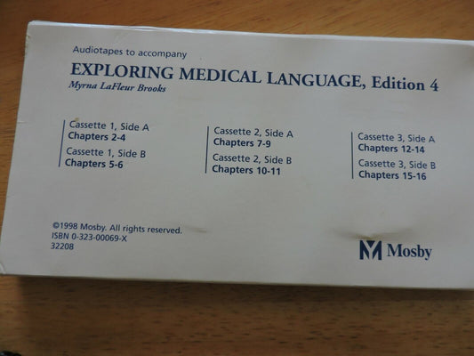 EXPLORING MEDICAL LANGUAGE, EDITION 4, MOSBY 1998--- 3 CASSETTE TAPES