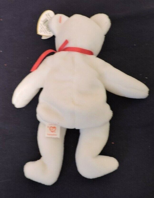 Ty Valentine Beanie Baby White Bear With A Heart