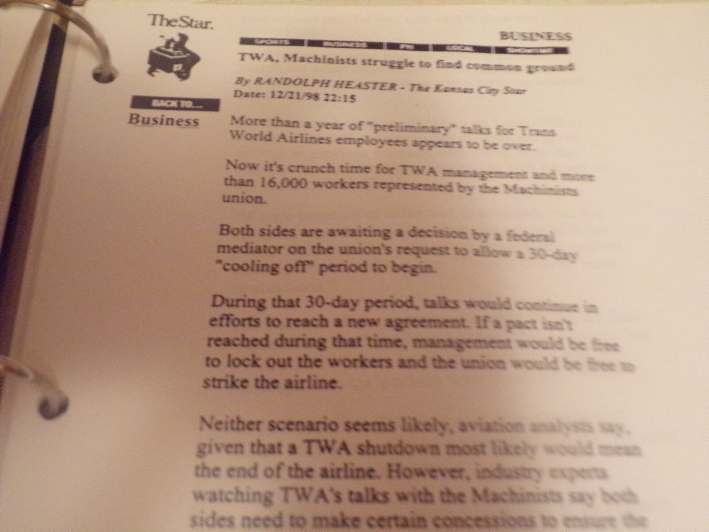 TWA Manager's Communications Briefing Book (Jan. 1999)