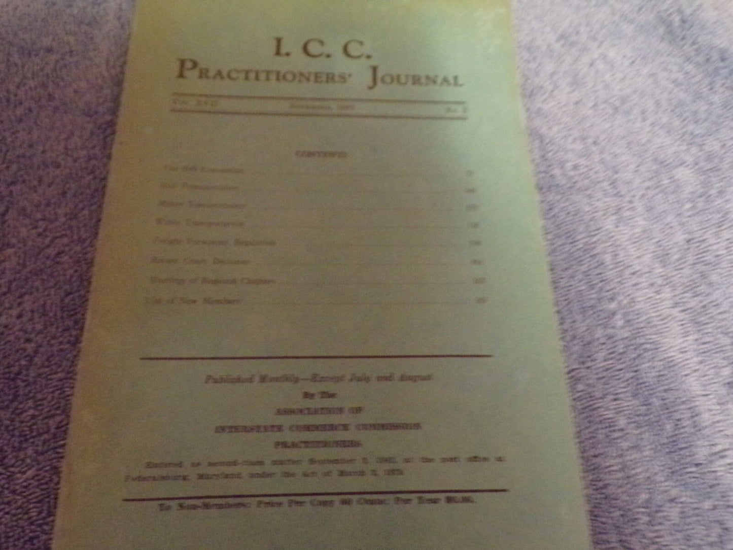 Vintage I. C. C. Practitioners' Journal (1949 Printing)
