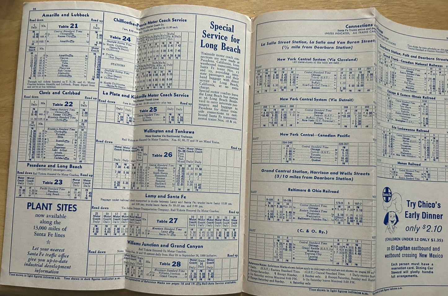 SANTE FE TIMETABLE 1966 SPRING/SUMMER