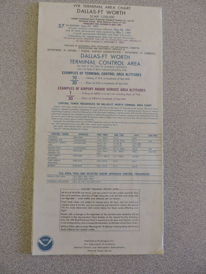 DALLAS-FT WORTH  CHART TERMINAL CONTROL AREA CHART 37TH EDITION,JUNE 27 1991