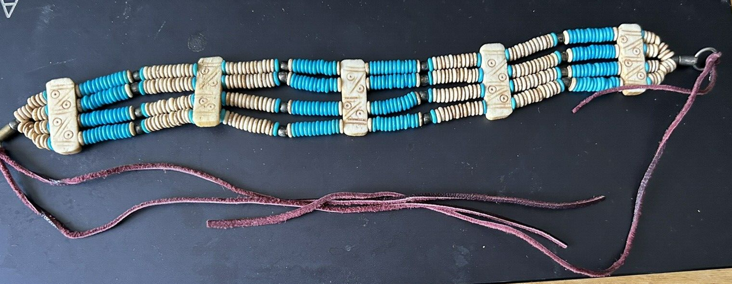 Osage Artist/Dancer: Beaded Chocker with leather bands