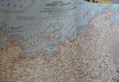NATIONAL GEOGRAPHIC SOCIETY MAP OF THE EASTERN SOVIET UNION 1967