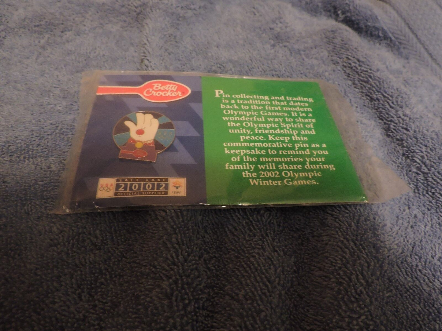 Betty Crocker Limited Edition Collectable-2002 Olympics Pin w/ Information Card