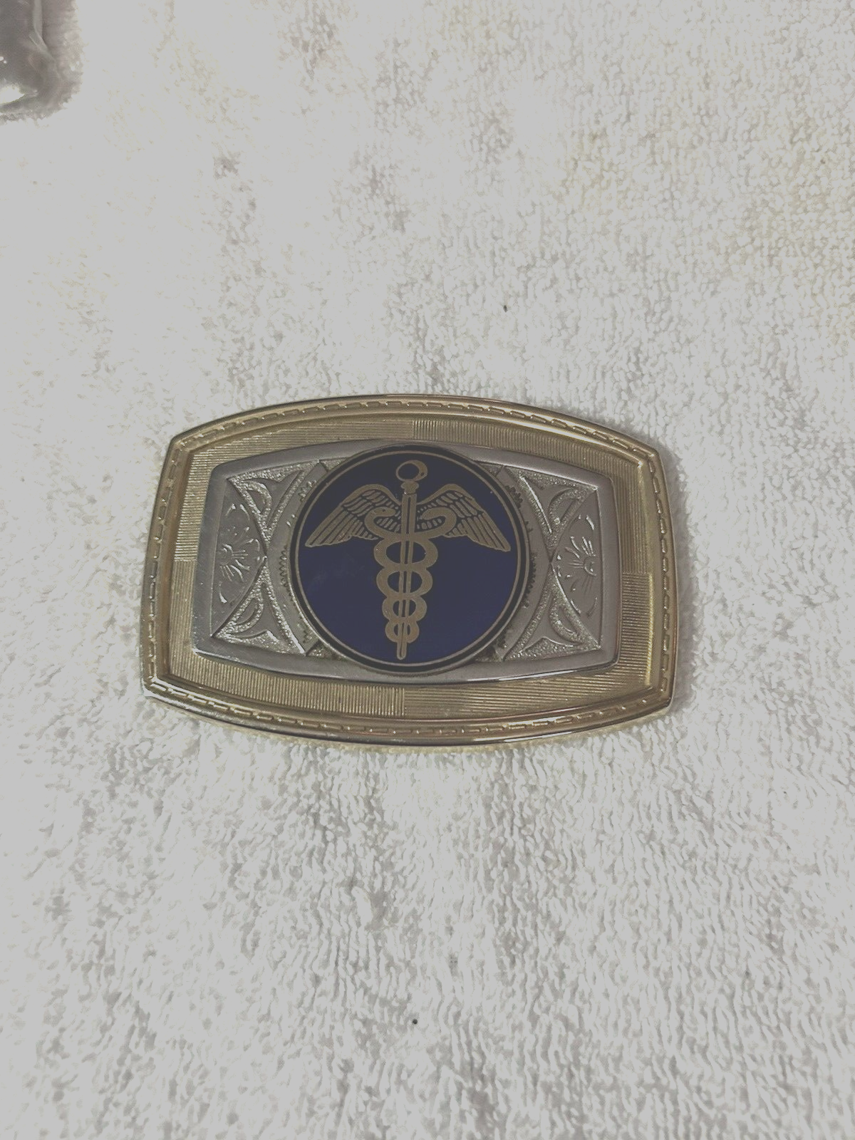 MEDICAL EMBLEM BELT BUCKLE 3 3/4 X 2 1/4 INCHES