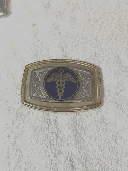 MEDICAL EMBLEM BELT BUCKLE 3 3/4 X 2 1/4 INCHES