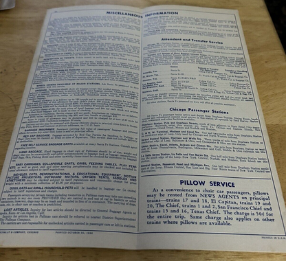 SANTA FE TIMETABLE 1966 FALL/WINTER