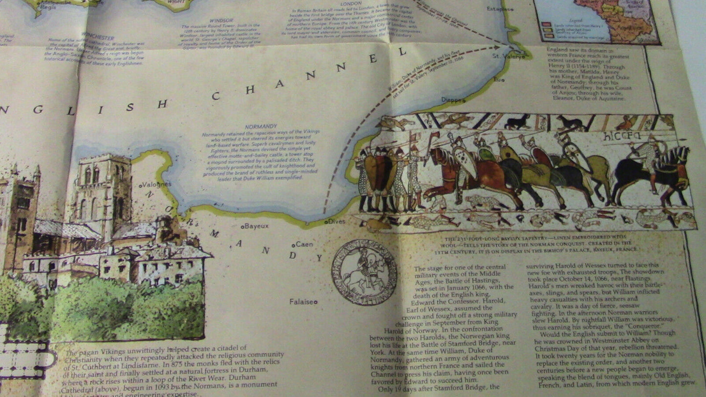 The National Geographic Magazine Map The British Isles & Medieval England 1979