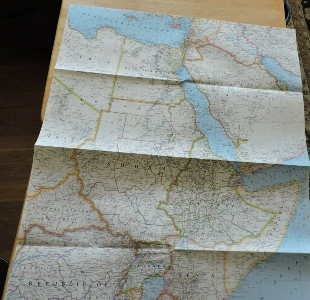 NATIONAL GEORGRAPHIC MAP OF AFRICA  COUNTRIES OF THE NILE   1963