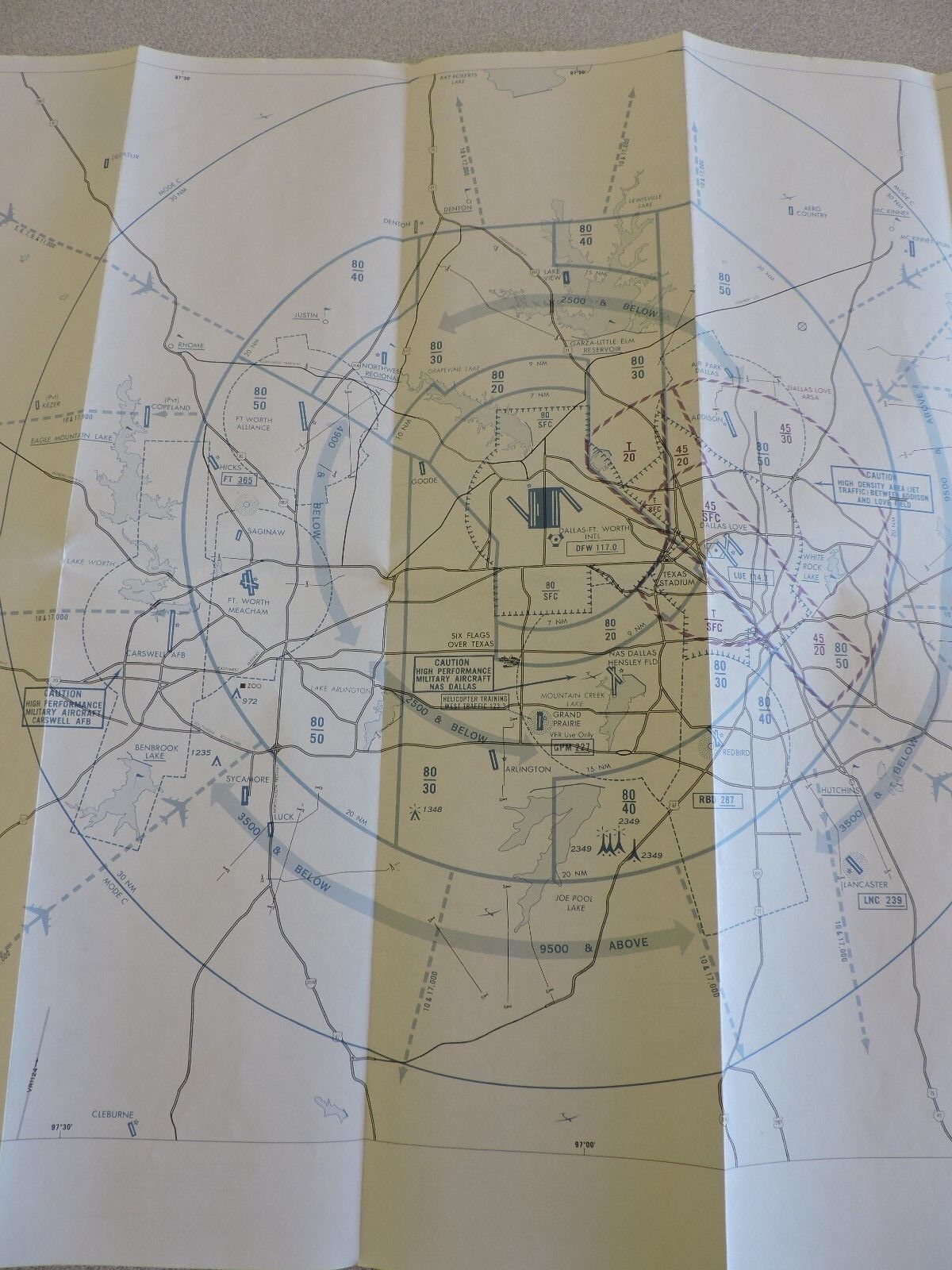 DALLAS-FT WORTH  CHART TERMINAL CONTROL AREA CHART 37TH EDITION,JUNE 27 1991