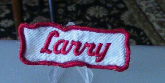 Uniform, Name Patch: LARRY (White Background/Red Outline & Letters)