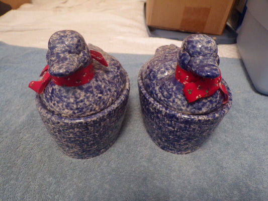 Set of Two Vintage Ceramic Kitchen Containers: Ducks Nesting