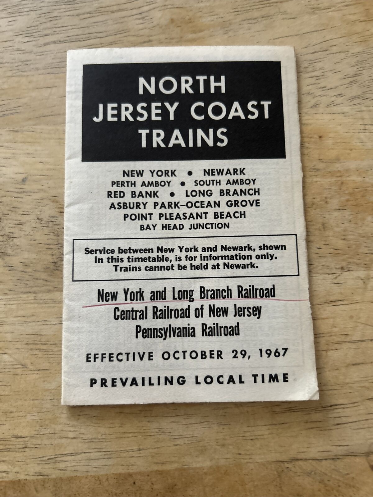 North Jersey Coast Trains Time Table Oct 29 1967