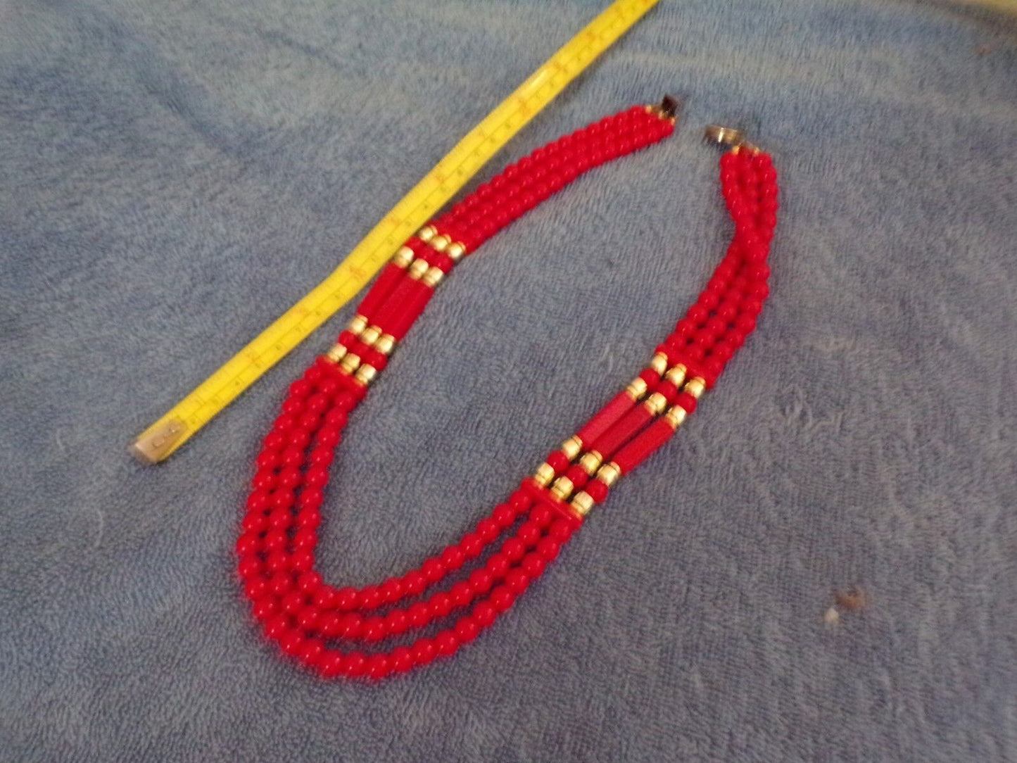Bright Red Beaded Necklace (12")