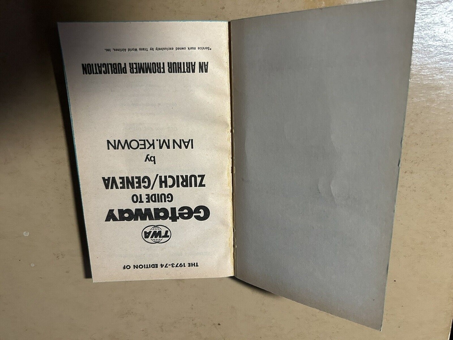 TWA GETAWAY GUIDE: ZURICH GENEA 1973-1974 EDITION