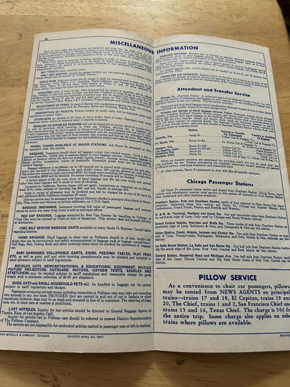 SANTE FE TIMETABLE 1967 SPRING/SUMMER