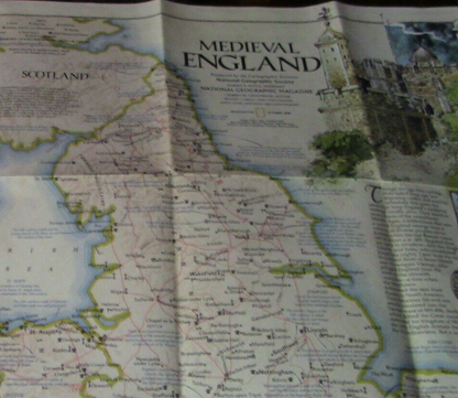 The National Geographic Magazine Map The British Isles & Medieval England 1979