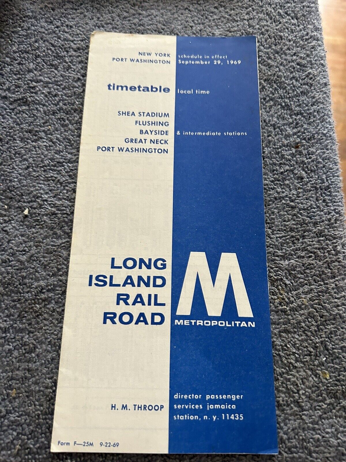 RAILROAD TIMETABLE: LONG ISLAND METROPOLITAN SEPTEMBER 29, 1969