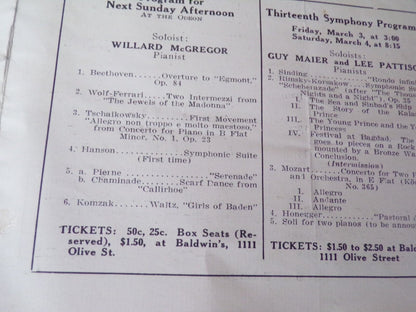 Saint Louis 1922-1923 Season Program at the Odeon-St Louis, MO