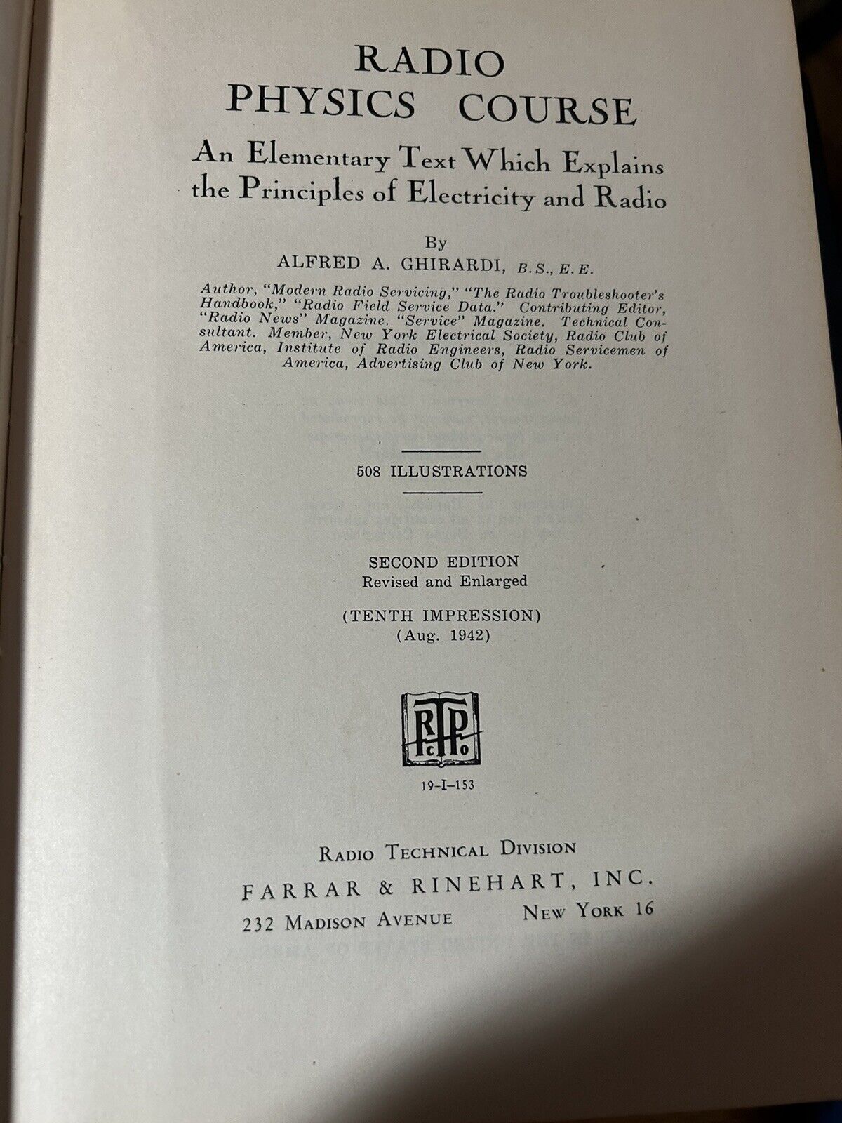 Hardcover: Radio Physics Course, (1942) Principles of Electricity and Radio