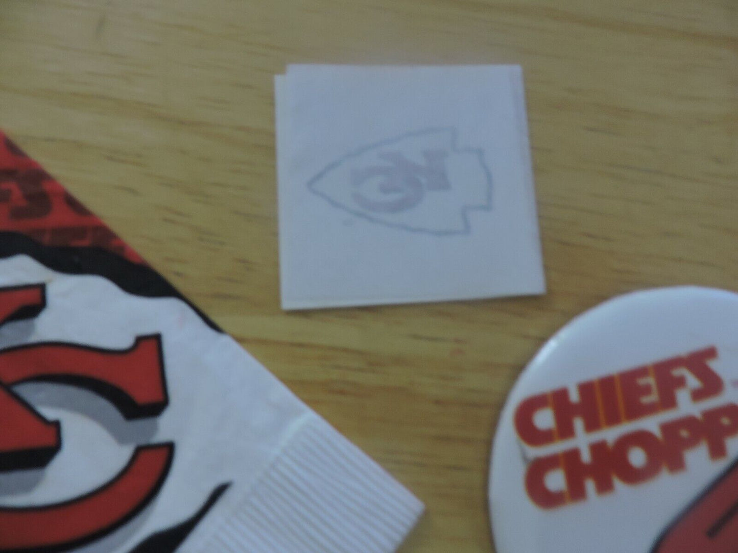 LOT OF KC CHIEF MEMORABILLIA: AUTOGRAPH OF NEIL SMITH, PICTURE, PIN, STICKERS
