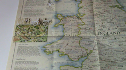 The National Geographic Magazine Map The British Isles & Medieval England 1979